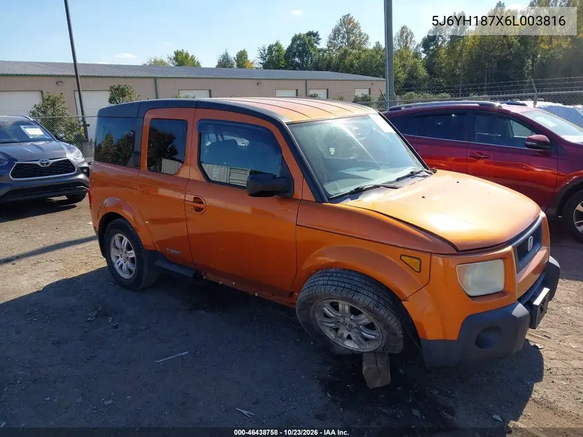 HONDA ELEMENT 2006, VIN 5J6YH187X6L003816