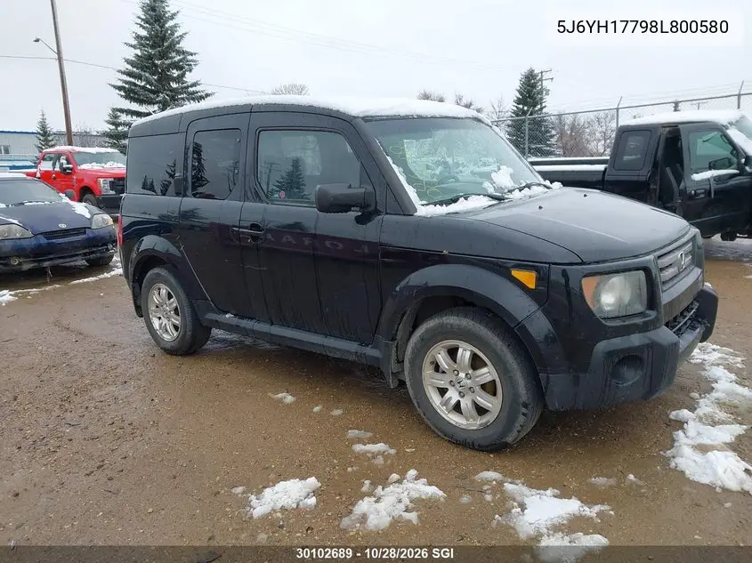 HONDA ELEMENT 2008, VIN 5J6YH17798L800580