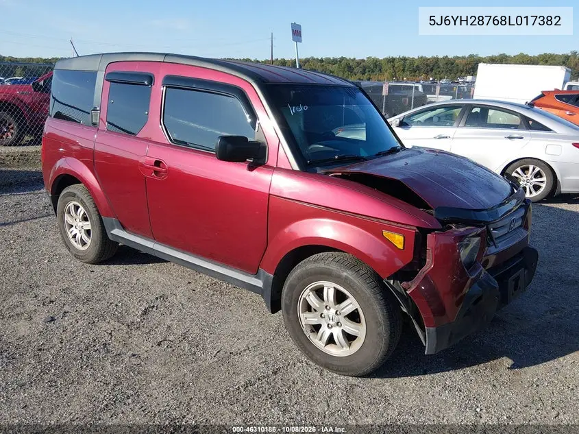 HONDA ELEMENT 2008, VIN 5J6YH28768L017382