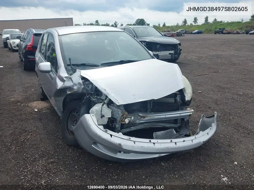 HONDA FIT 2007, VIN JHMGD38497S802605