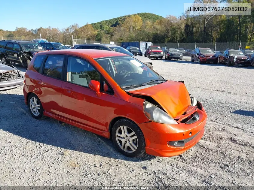 HONDA FIT 2007, VIN JHMGD37627S052032