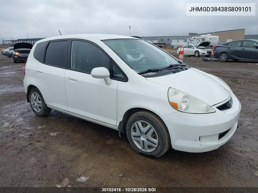 HONDA FIT 2008, VIN JHMGD38438S809101