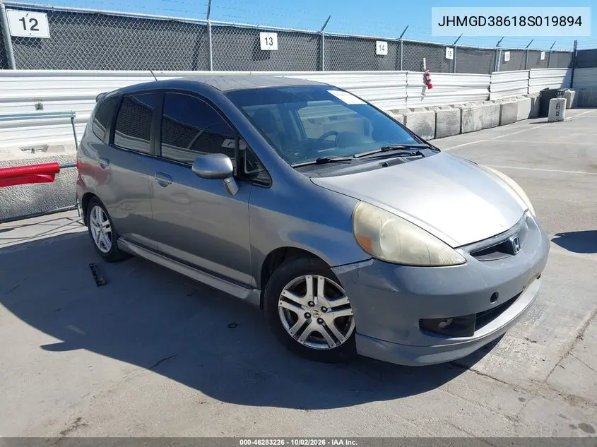 HONDA FIT 2008, VIN JHMGD38618S019894