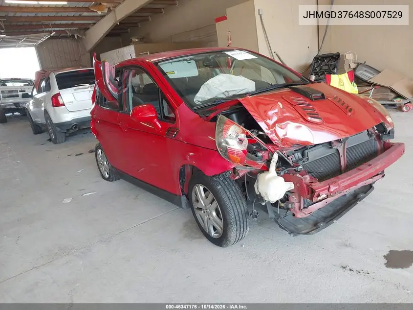 HONDA FIT 2008, VIN JHMGD37648S007529