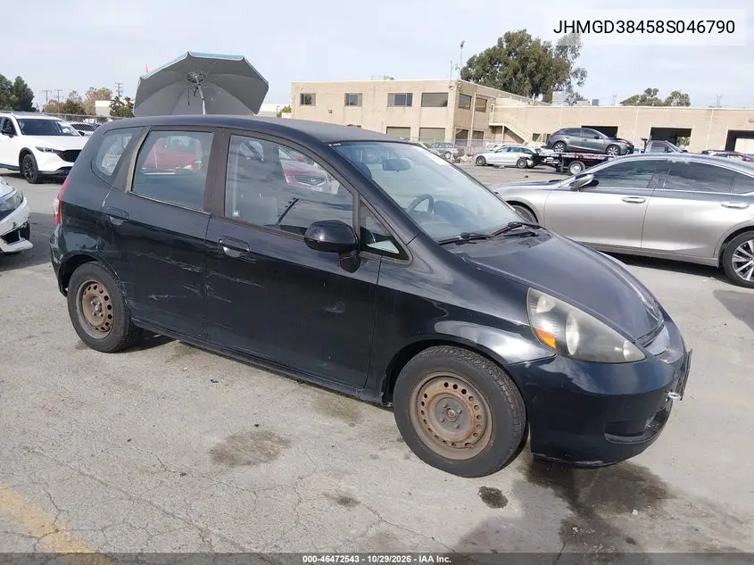 HONDA FIT 2008, VIN JHMGD38458S046790