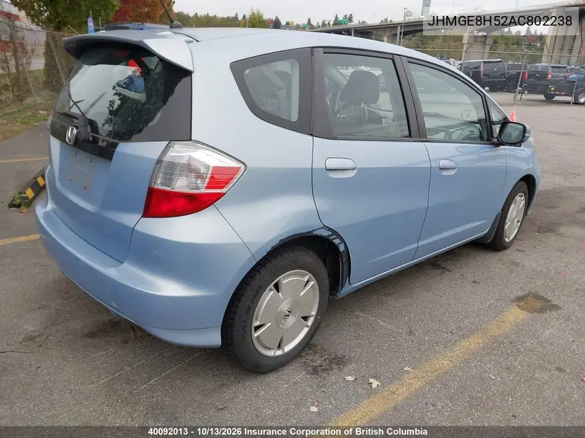 2010 HONDA FIT VIN JHMGE8H52AC802238 — фото 4