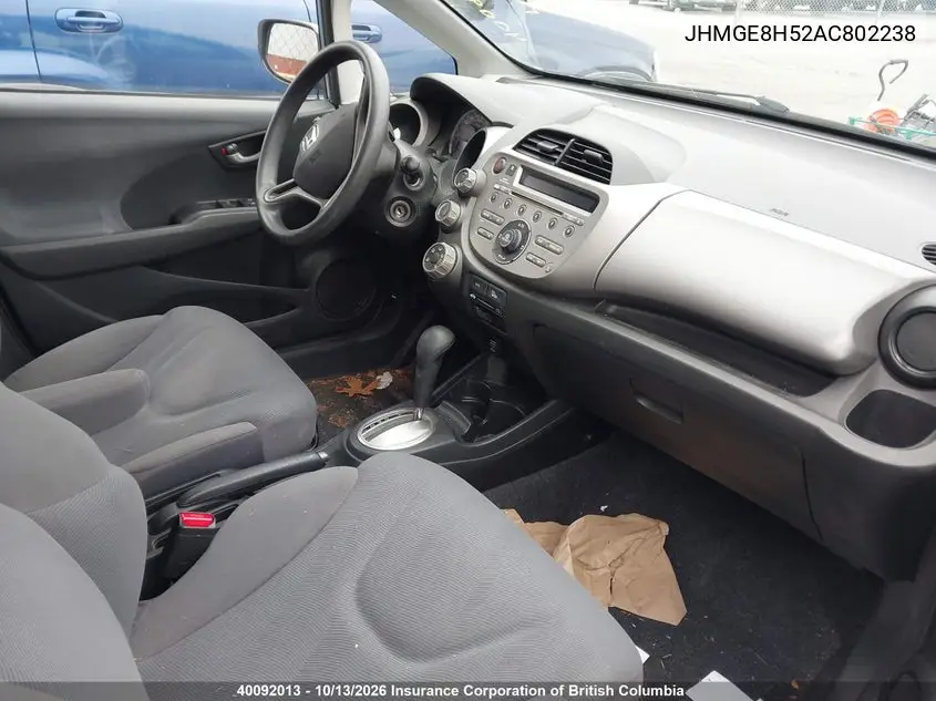 2010 HONDA FIT VIN JHMGE8H52AC802238 — фото 5