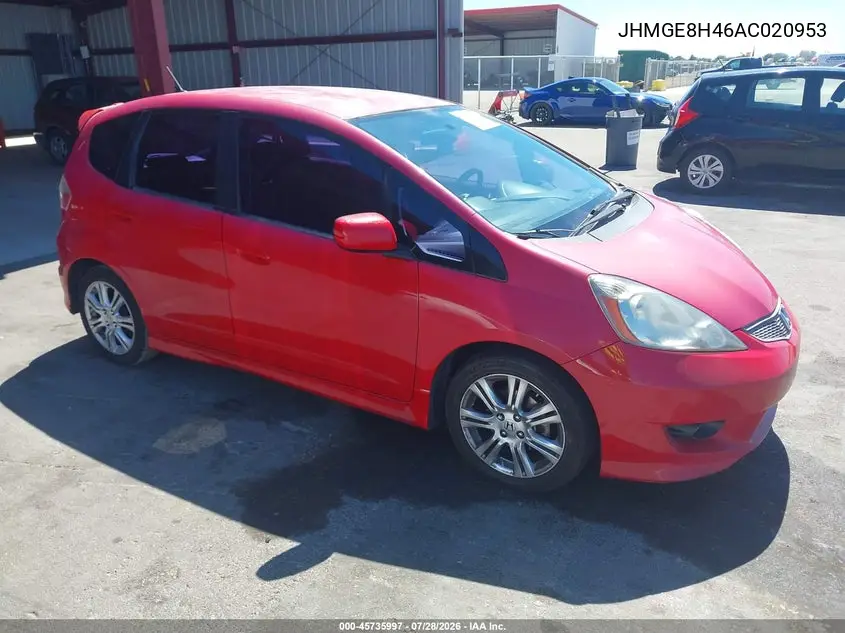 HONDA FIT 2010, VIN JHMGE8H46AC020953