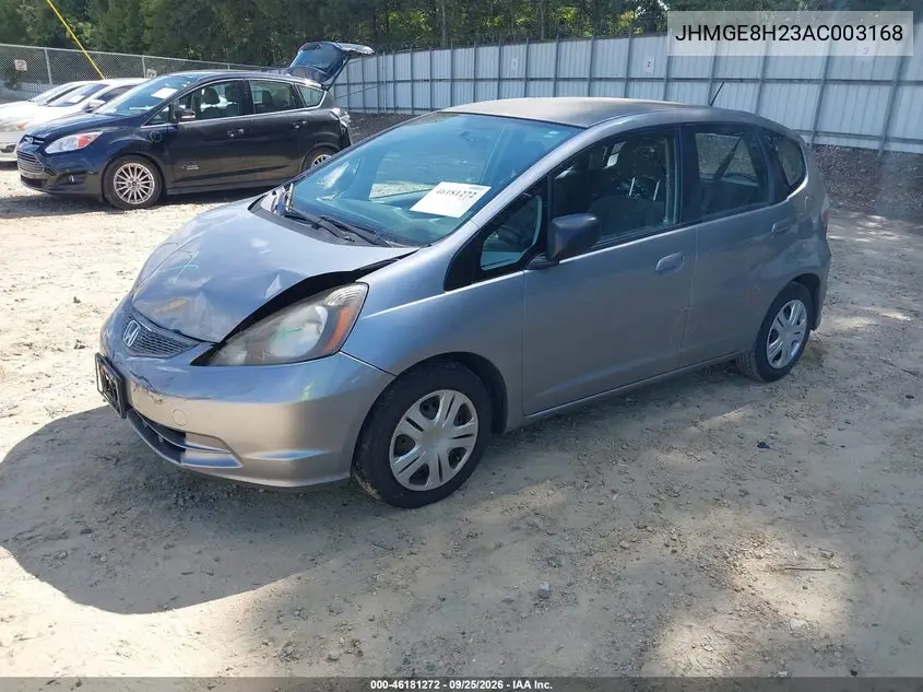 2010 HONDA FIT VIN JHMGE8H23AC003168 — фото 2