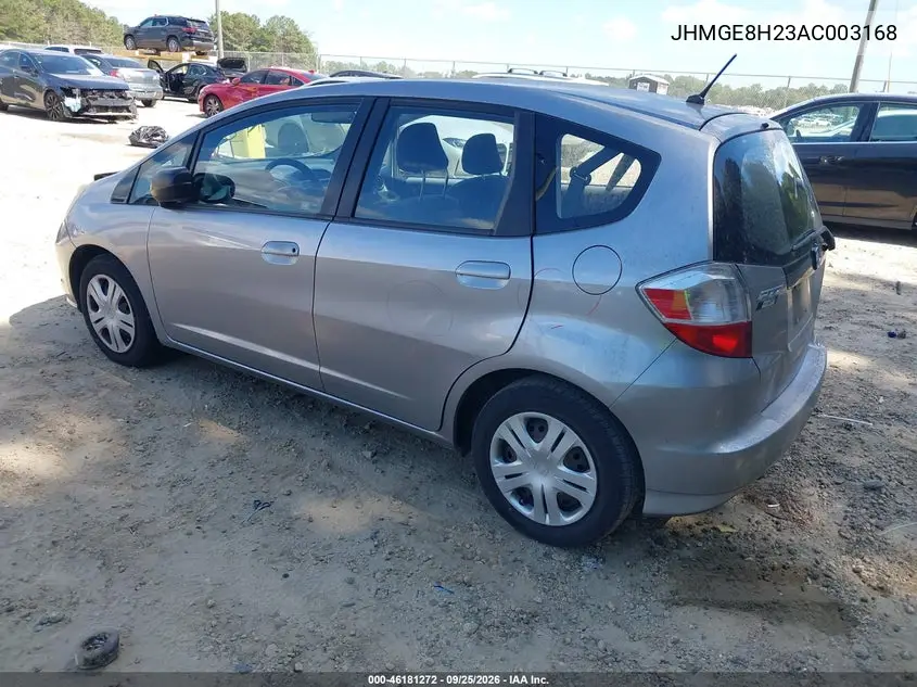 2010 HONDA FIT VIN JHMGE8H23AC003168 — фото 3