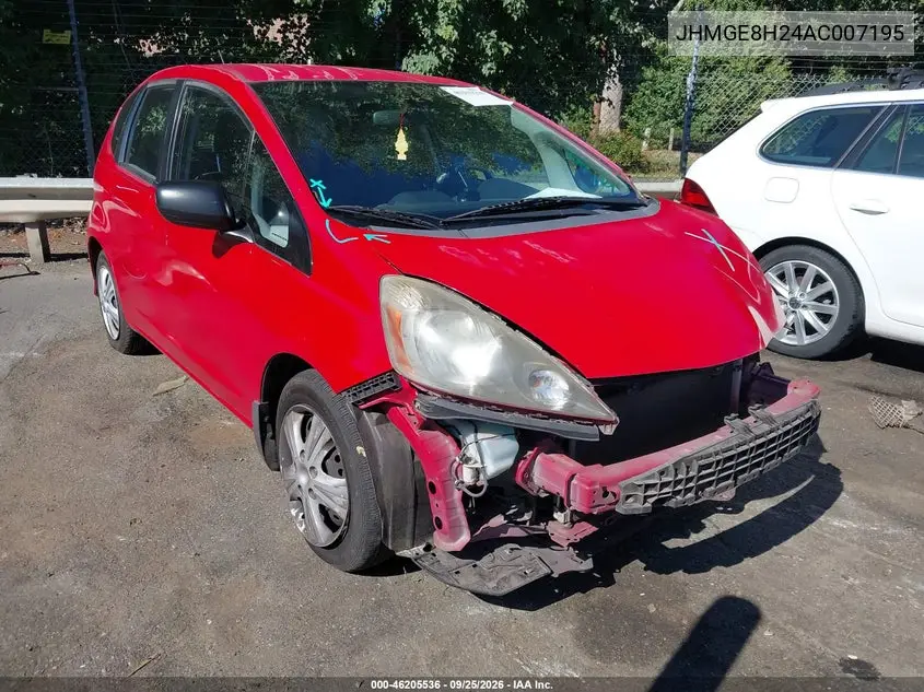 HONDA FIT 2010, VIN JHMGE8H24AC007195