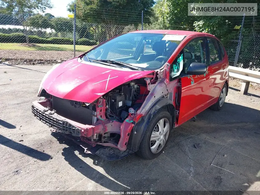 2010 HONDA FIT VIN JHMGE8H24AC007195 — фото 2