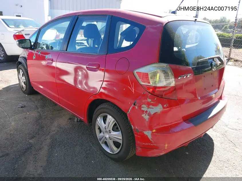 2010 HONDA FIT VIN JHMGE8H24AC007195 — фото 3