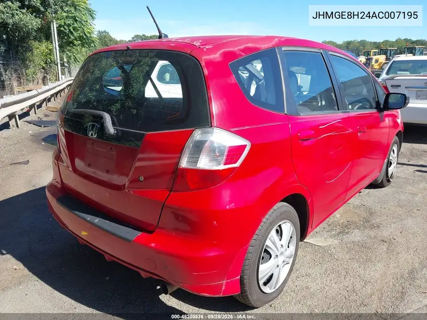 2010 HONDA FIT VIN JHMGE8H24AC007195 — фото 4