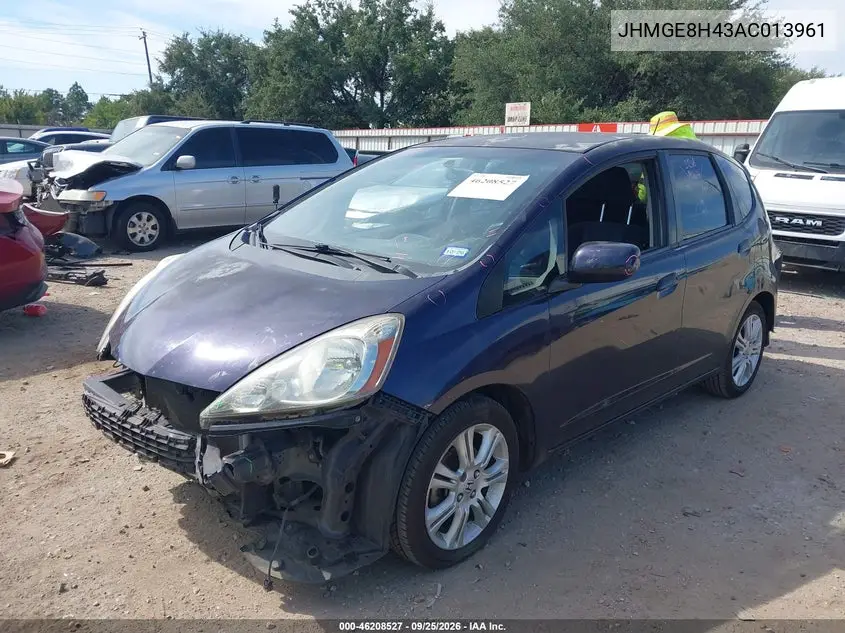 2010 HONDA FIT VIN JHMGE8H43AC013961 — фото 2