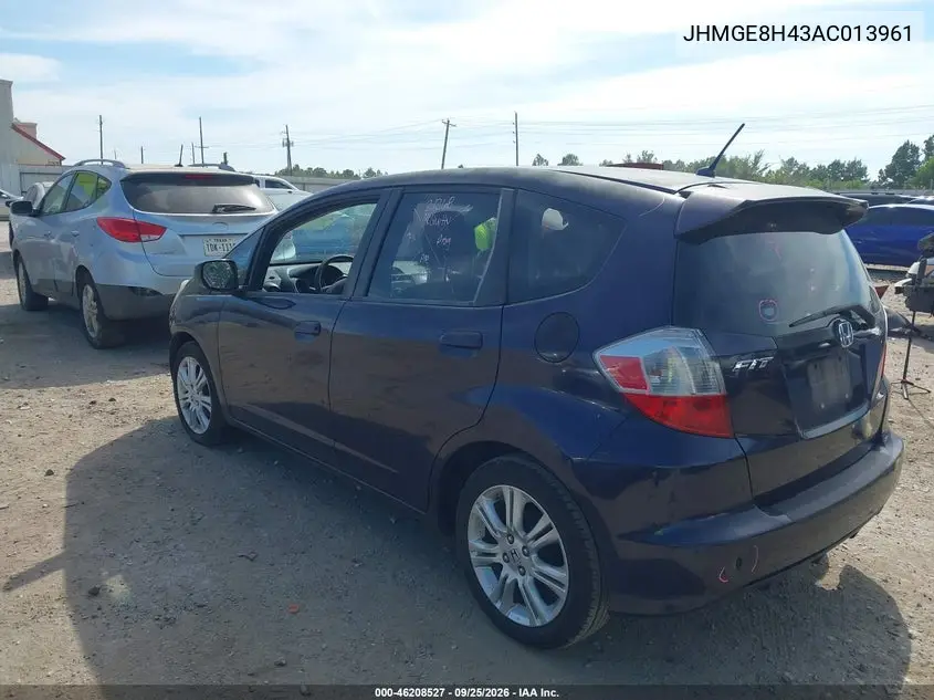 2010 HONDA FIT VIN JHMGE8H43AC013961 — фото 3