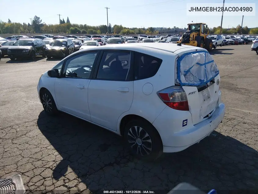 2010 HONDA FIT VIN JHMGE8H28AC004980 — фото 3