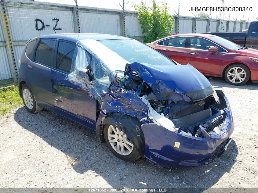 HONDA FIT 2011, VIN JHMGE8H53BC800340
