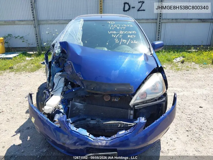 2011 HONDA FIT VIN JHMGE8H53BC800340 — фото 12