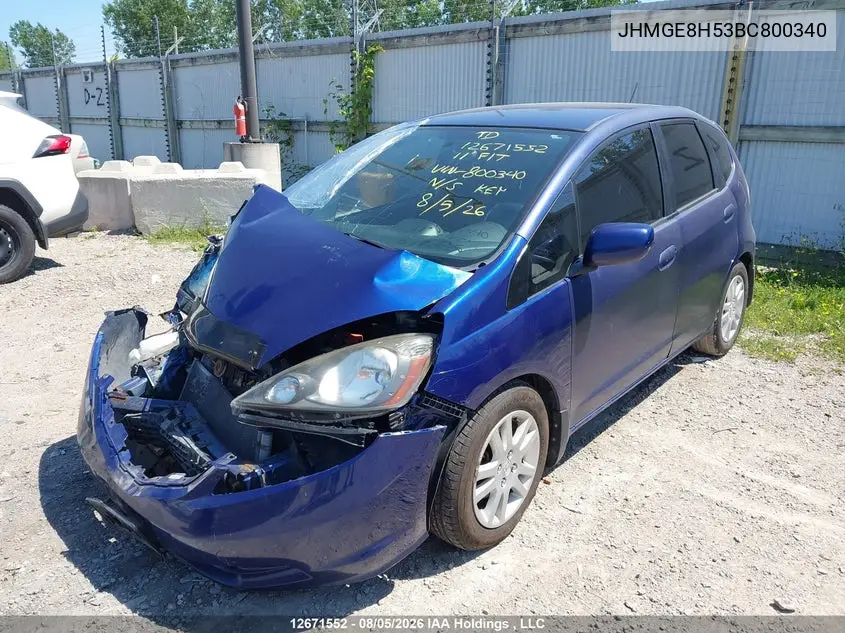 2011 HONDA FIT VIN JHMGE8H53BC800340 — фото 2