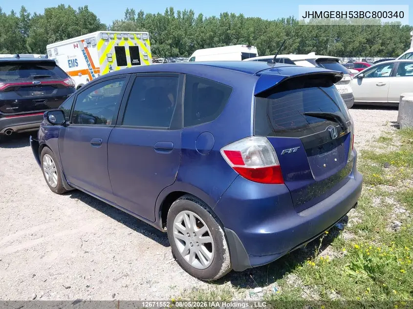2011 HONDA FIT VIN JHMGE8H53BC800340 — фото 3