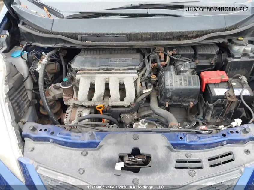 2011 HONDA FIT VIN JHMGE8G74BC801712 — фото 10