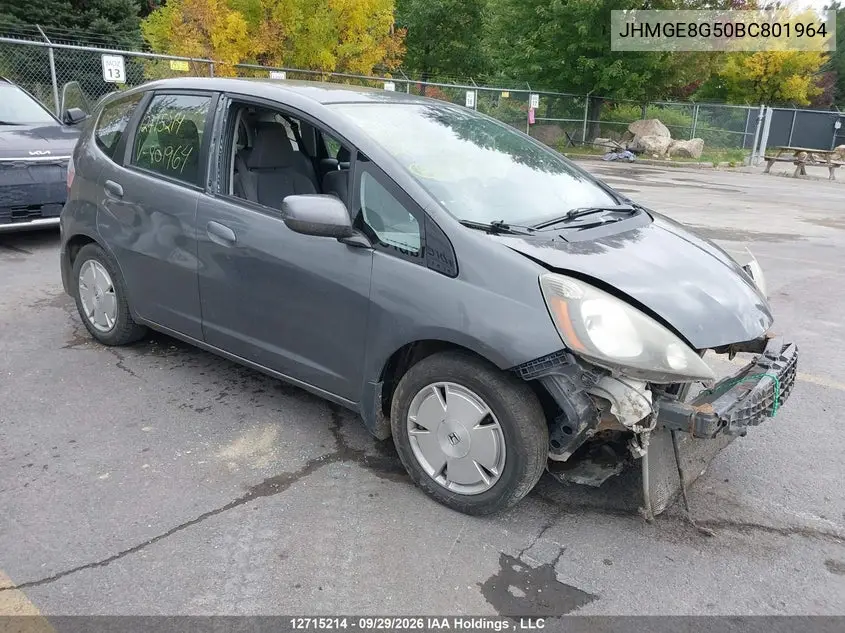 HONDA FIT 2011, VIN JHMGE8G50BC801964