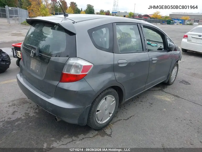 2011 HONDA FIT VIN JHMGE8G50BC801964 — фото 4