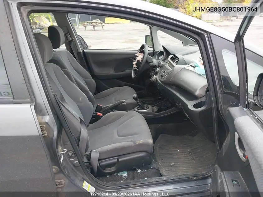 2011 HONDA FIT VIN JHMGE8G50BC801964 — фото 5