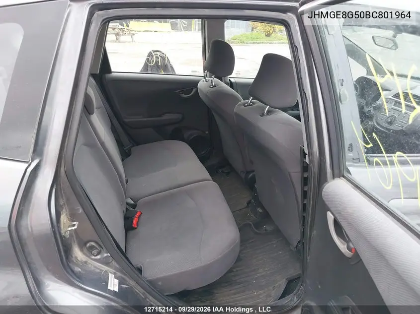 2011 HONDA FIT VIN JHMGE8G50BC801964 — фото 8