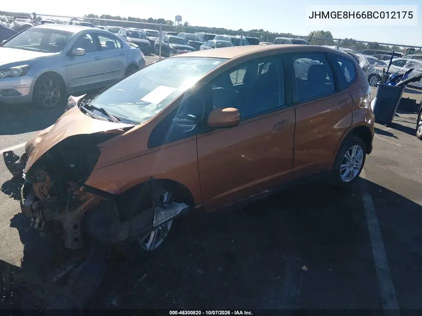 2011 HONDA FIT VIN JHMGE8H66BC012175 — фото 2