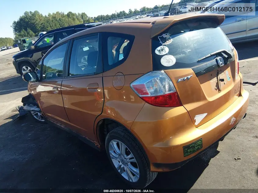 2011 HONDA FIT VIN JHMGE8H66BC012175 — фото 3