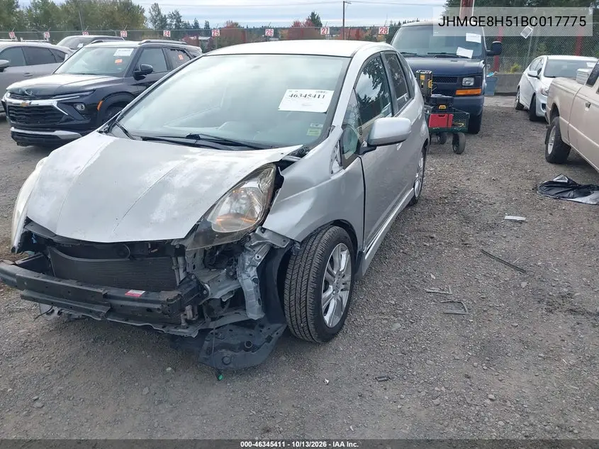 2011 HONDA FIT VIN JHMGE8H51BC017775 — фото 2