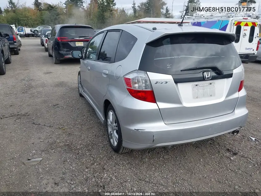 2011 HONDA FIT VIN JHMGE8H51BC017775 — фото 3