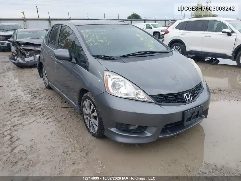 HONDA FIT 2012, VIN LUCGE8H76C3003242