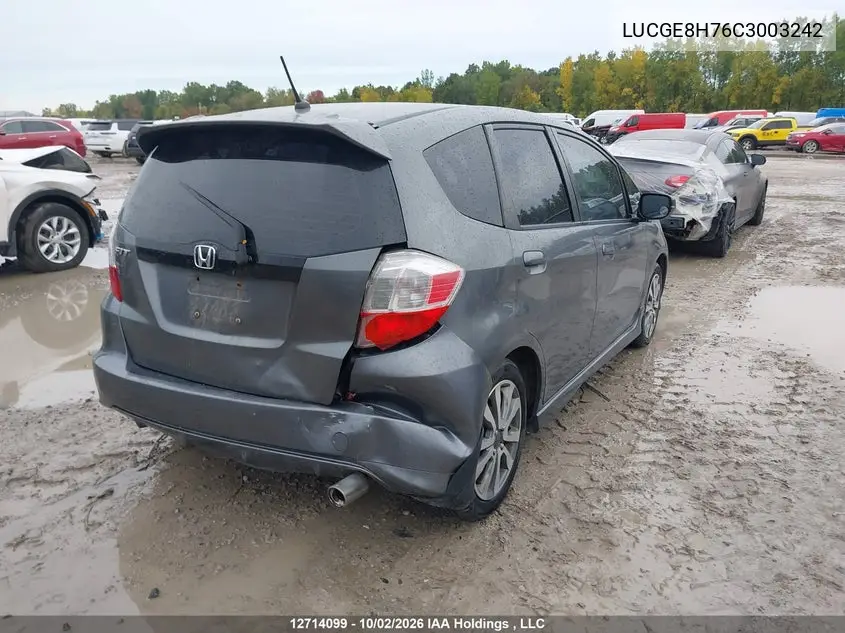 2012 HONDA FIT VIN LUCGE8H76C3003242 — фото 4