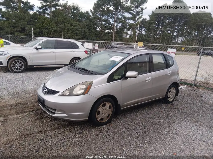 2012 HONDA FIT VIN JHMGE8H30CS000519 — фото 2