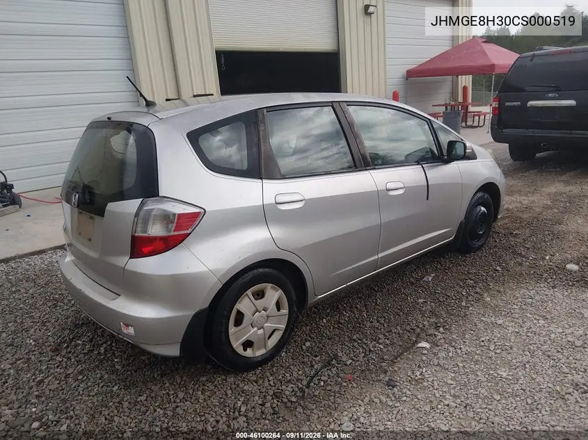 2012 HONDA FIT VIN JHMGE8H30CS000519 — фото 4
