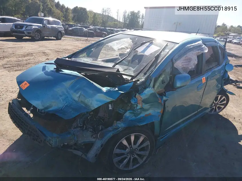 2012 HONDA FIT VIN JHMGE8H55CC018915 — фото 2