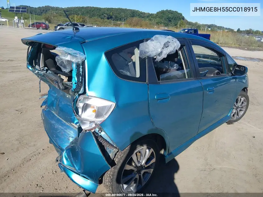 2012 HONDA FIT VIN JHMGE8H55CC018915 — фото 4
