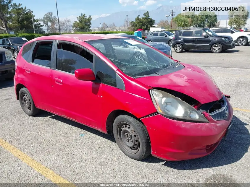 HONDA FIT 2012, VIN JHMGE8H30CC040612