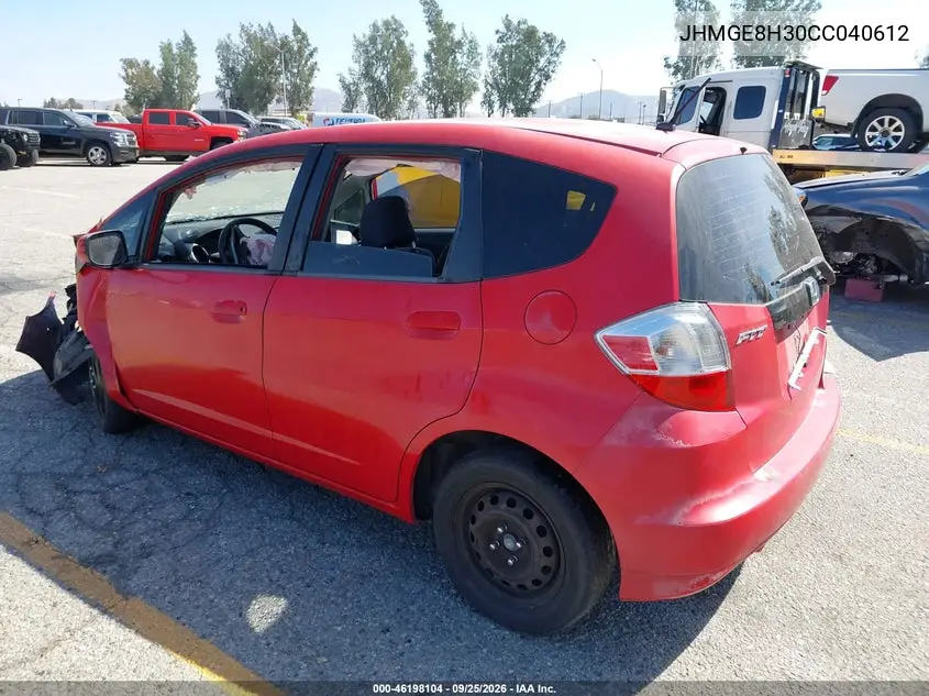 2012 HONDA FIT VIN JHMGE8H30CC040612 — фото 3