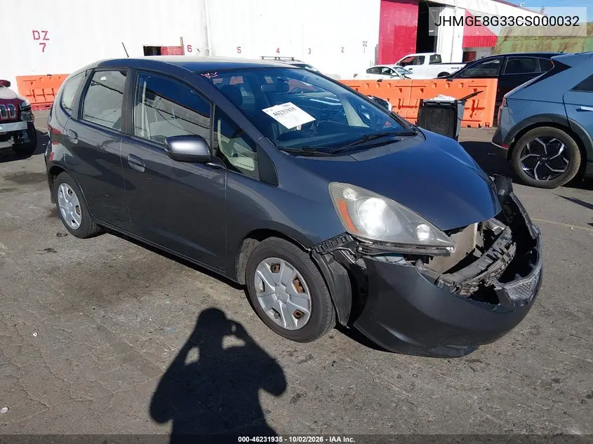 HONDA FIT 2012, VIN JHMGE8G33CS000032