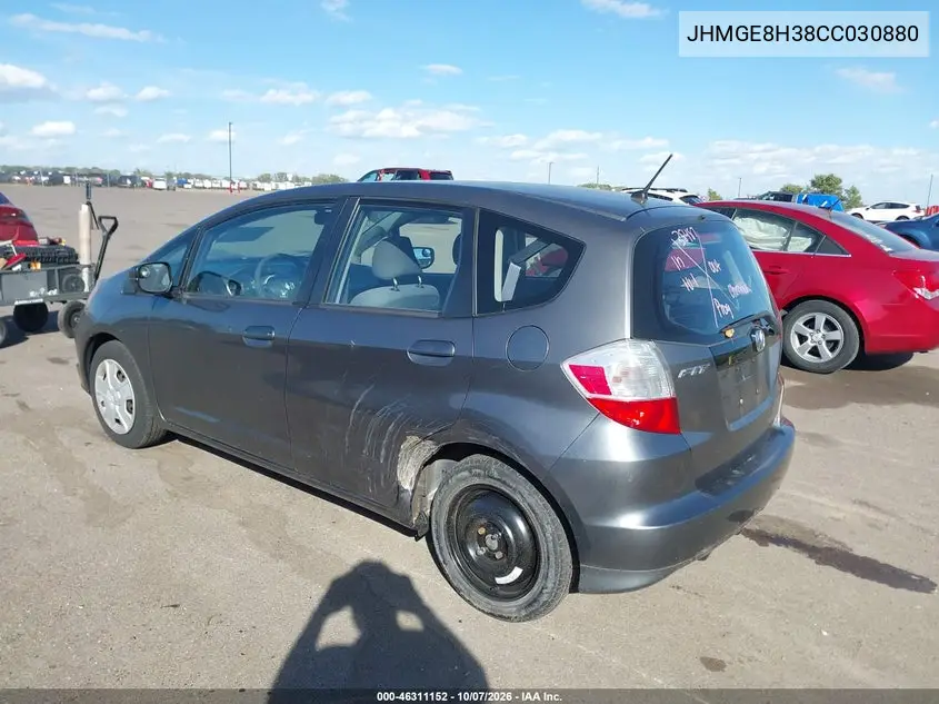 2012 HONDA FIT VIN JHMGE8H38CC030880 — фото 3
