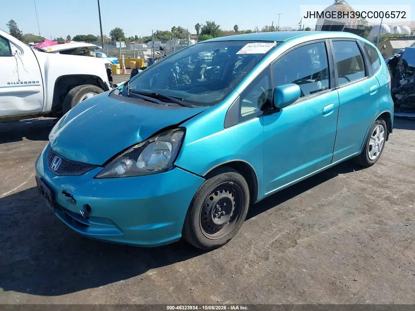 2012 HONDA FIT VIN JHMGE8H39CC006572 — фото 2