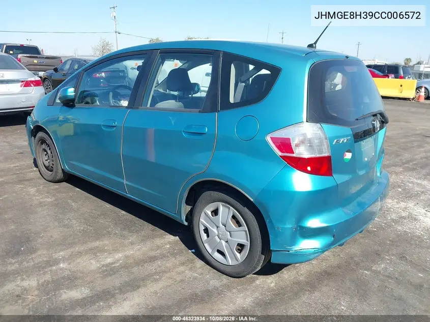 2012 HONDA FIT VIN JHMGE8H39CC006572 — фото 3