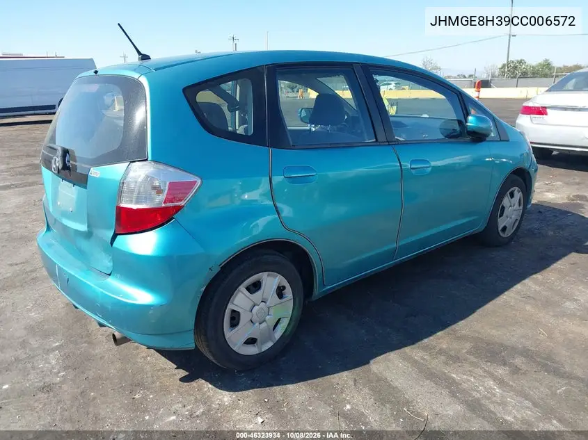 2012 HONDA FIT VIN JHMGE8H39CC006572 — фото 4