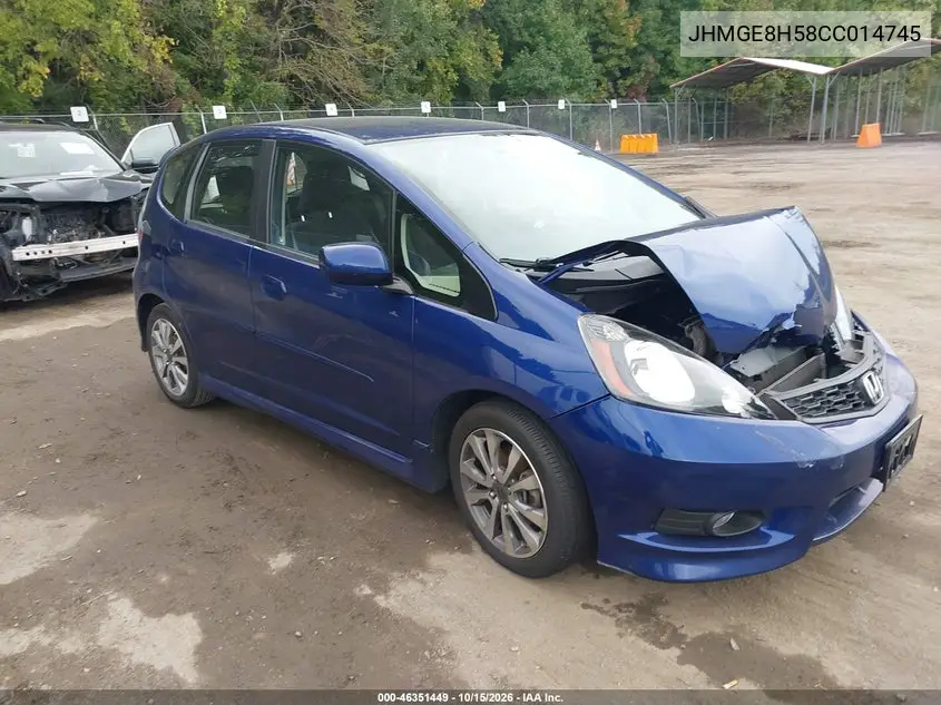 HONDA FIT 2012, VIN JHMGE8H58CC014745