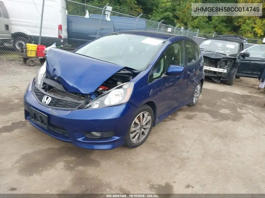 2012 HONDA FIT VIN JHMGE8H58CC014745 — фото 2