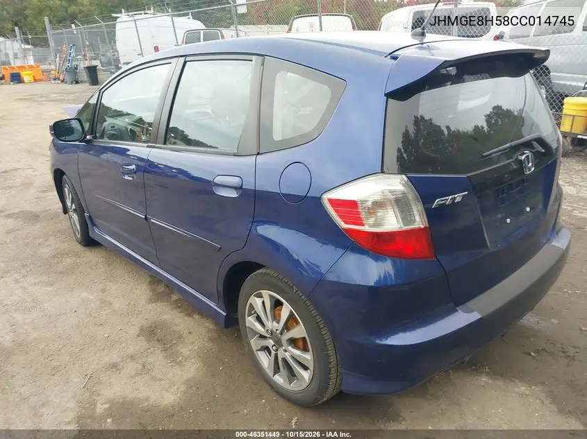 2012 HONDA FIT VIN JHMGE8H58CC014745 — фото 3